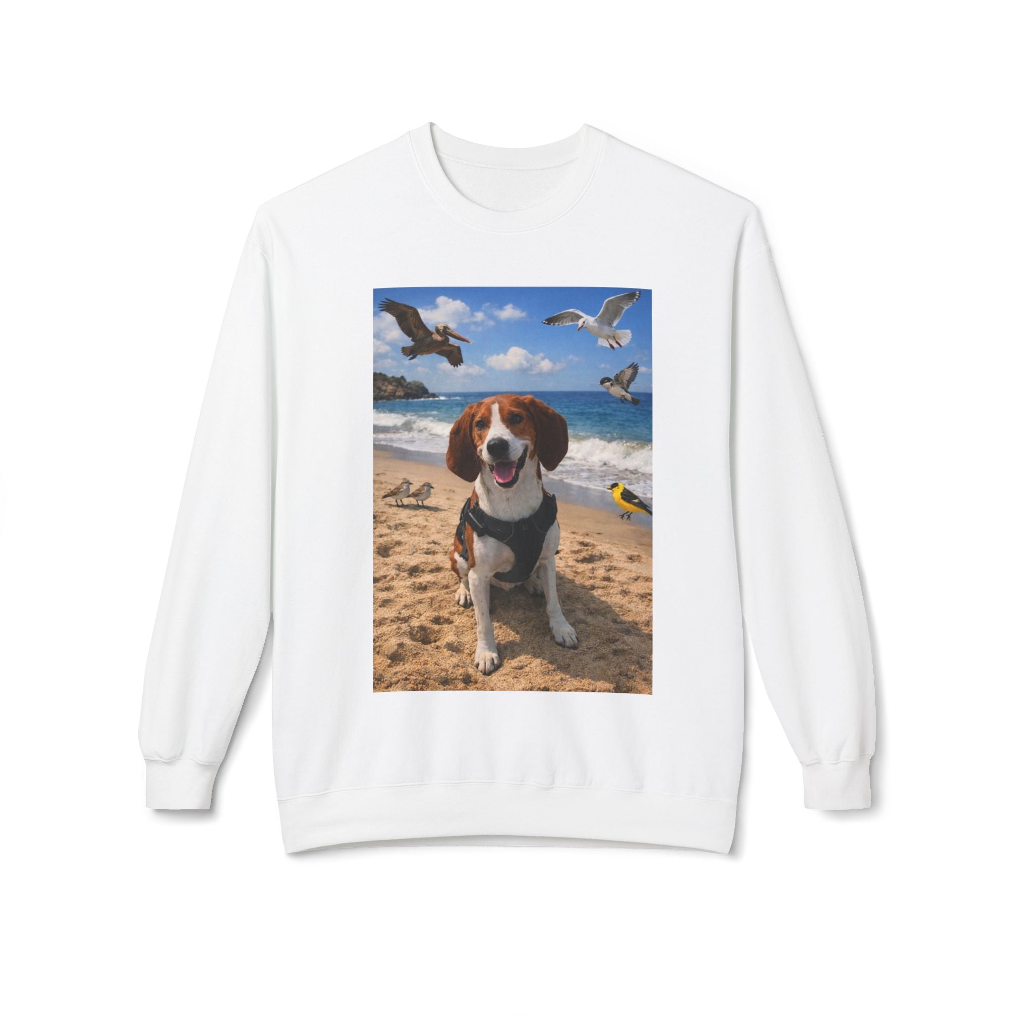 Beach Beagle Sweatshirt – Cute Dog Photo Crewneck