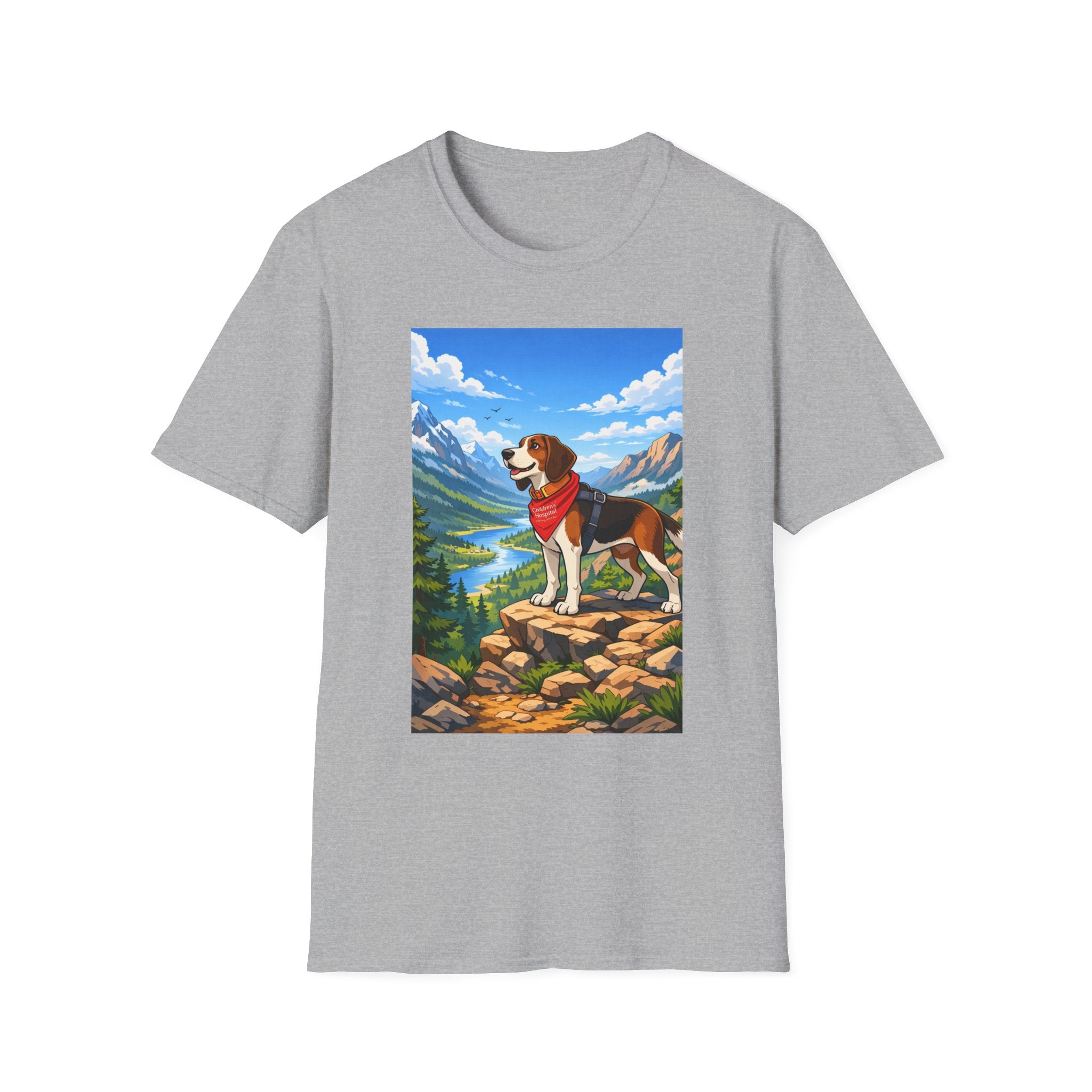Beagle Mountain Adventure T-Shirt — Scenic Hiking Dog Graphic Tee