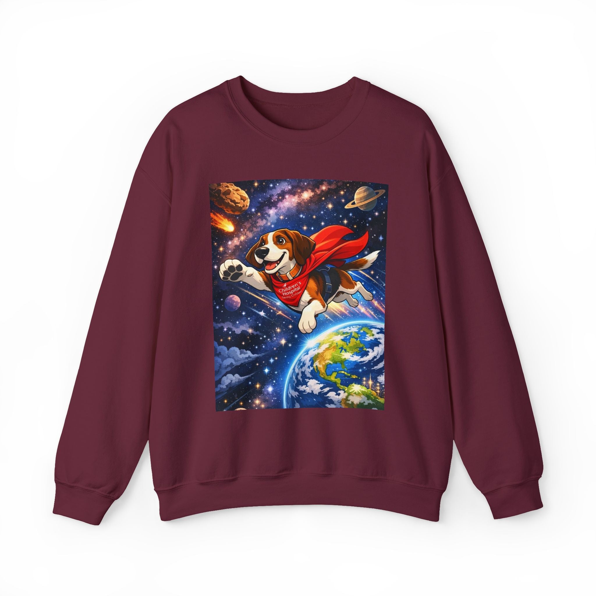 (Copy) Superhero Dog Crewneck Sweatshirt – Cute Flying Hound Space Design