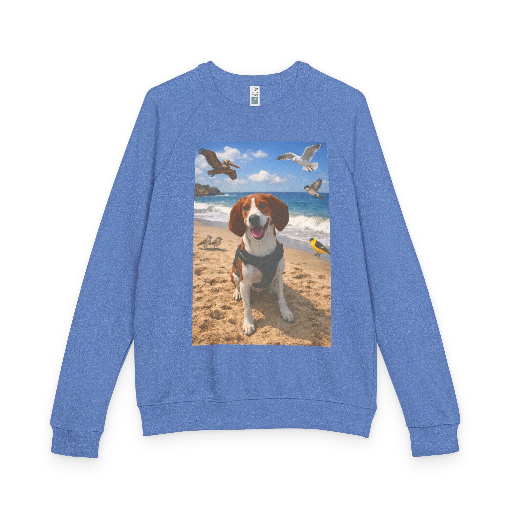 Beach Beagle Crewneck Sweatshirt — Cute Dog Photo Pullover