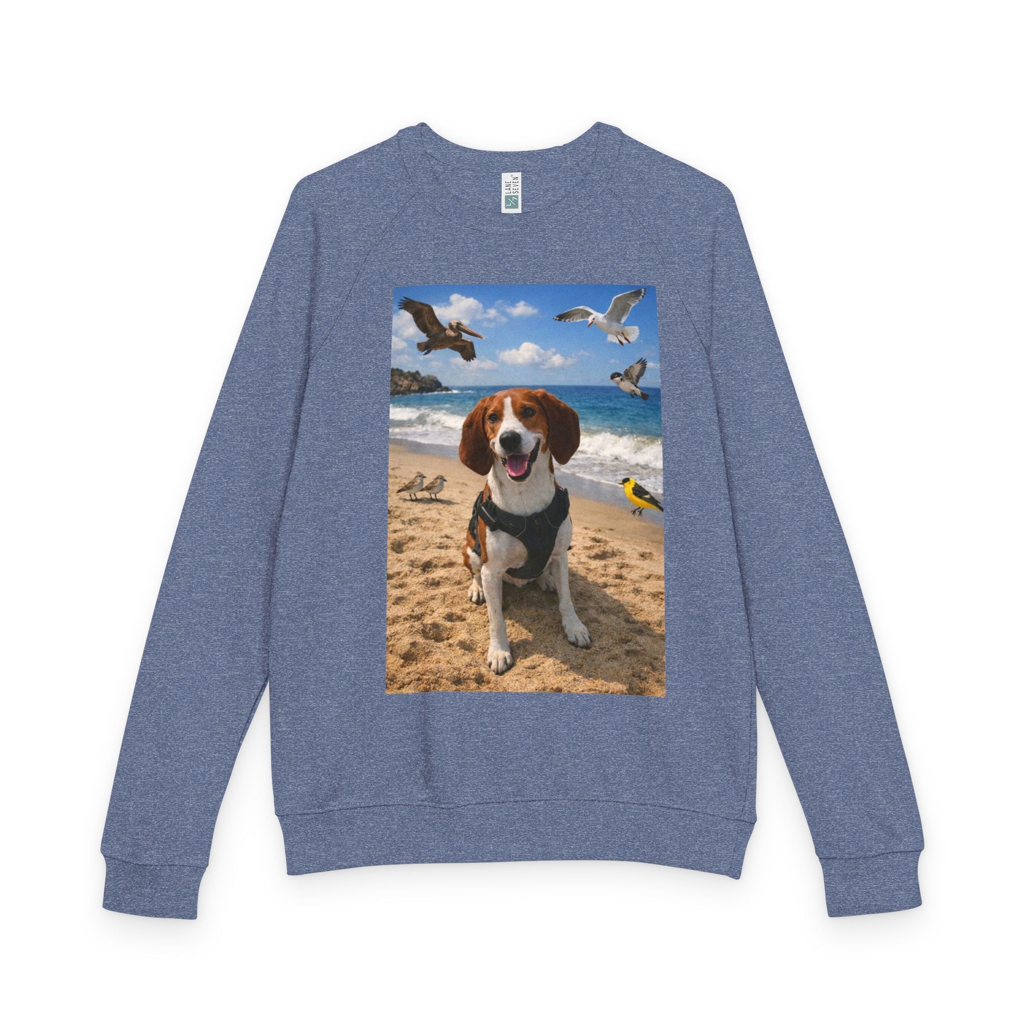 Beach Beagle Crewneck Sweatshirt — Cute Dog Photo Pullover