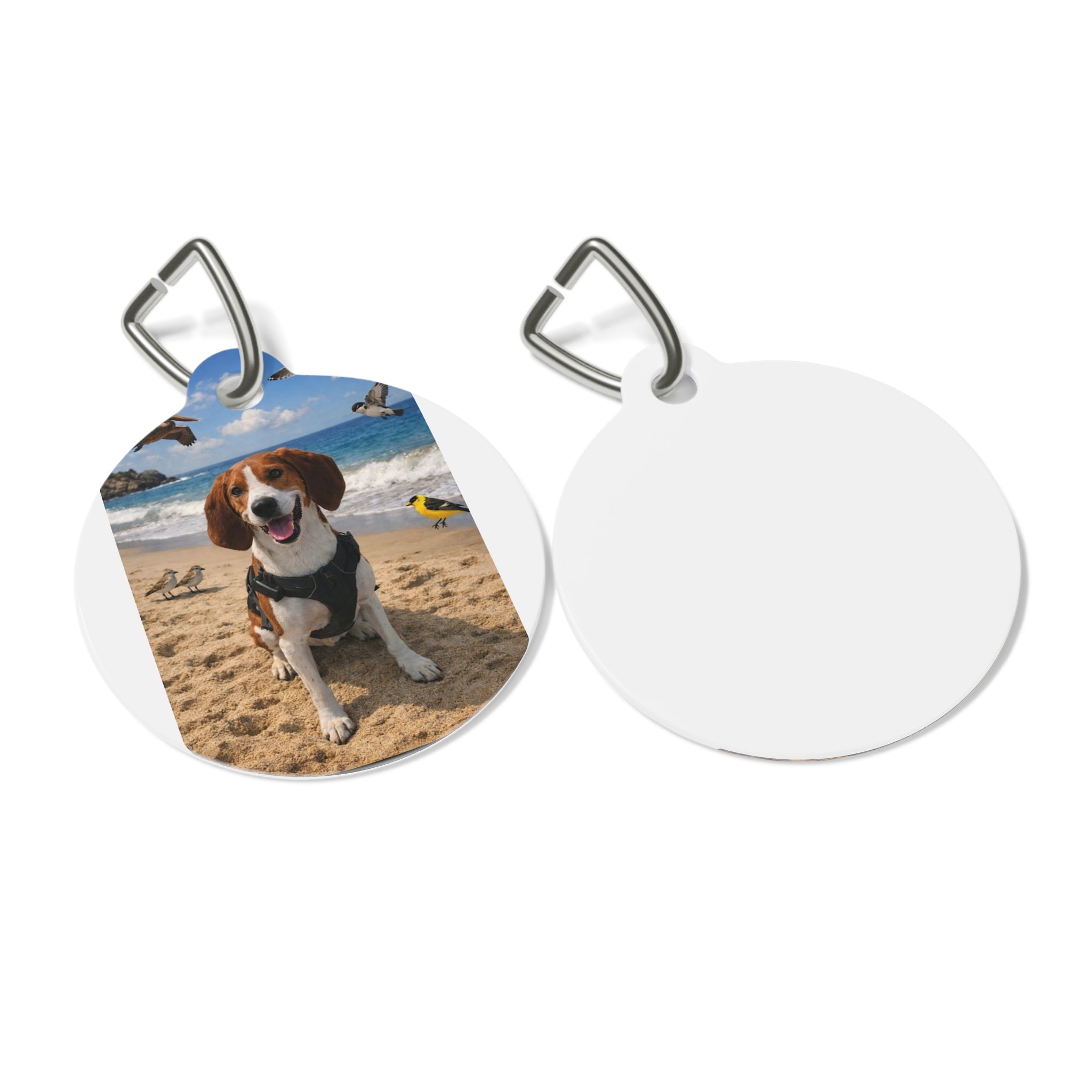Beach Photo Pet Tag — Personalized Dog ID Tag (Custom Photo)