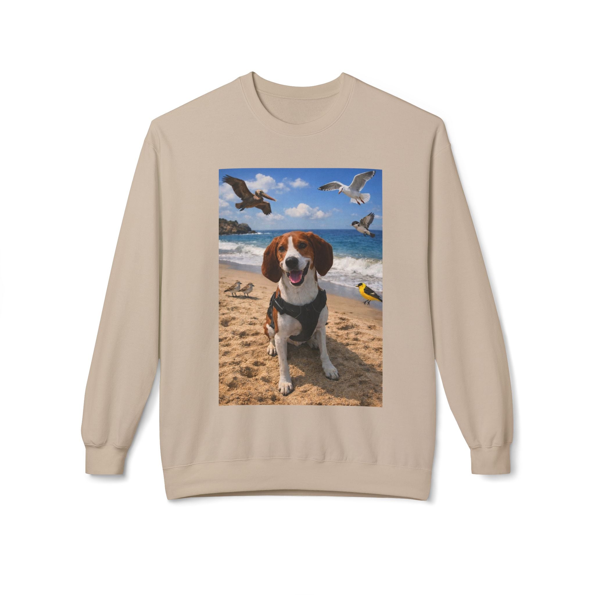 Beach Beagle Sweatshirt – Cute Dog Photo Crewneck