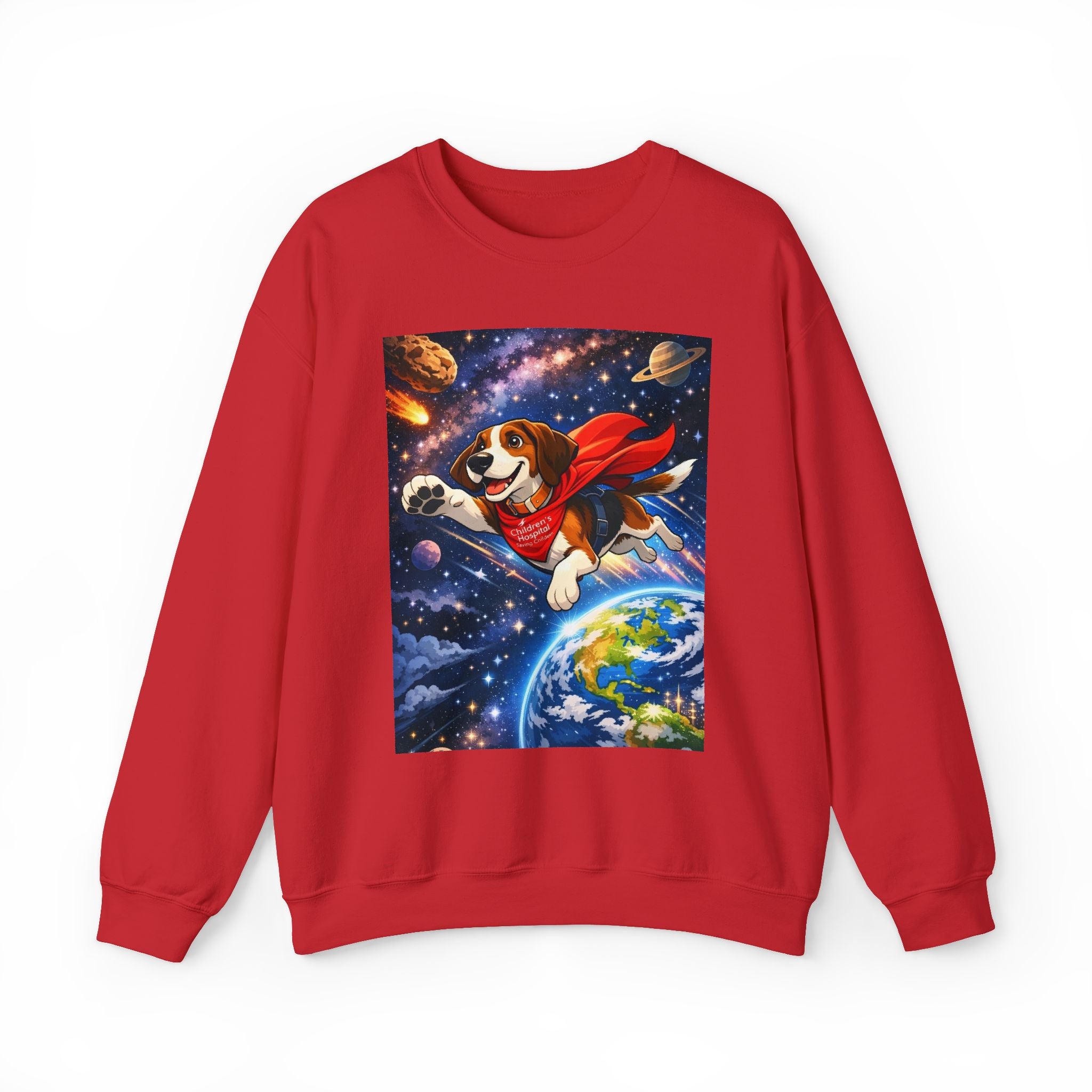 (Copy) Superhero Dog Crewneck Sweatshirt – Cute Flying Hound Space Design