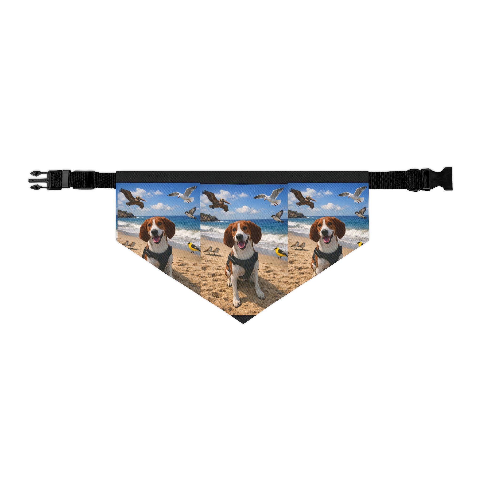 Beach Dog Bandana Collar — Personalized Pet Photo Pattern