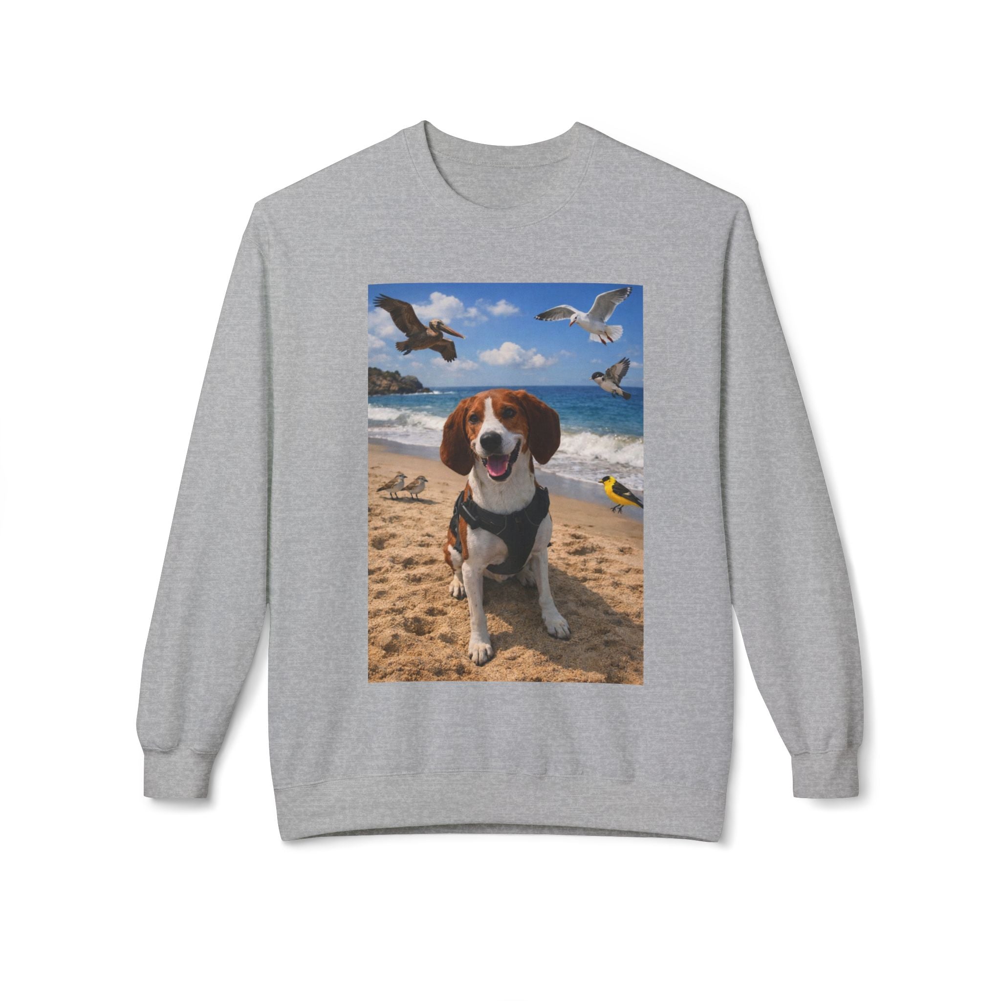 Beach Beagle Sweatshirt – Cute Dog Photo Crewneck