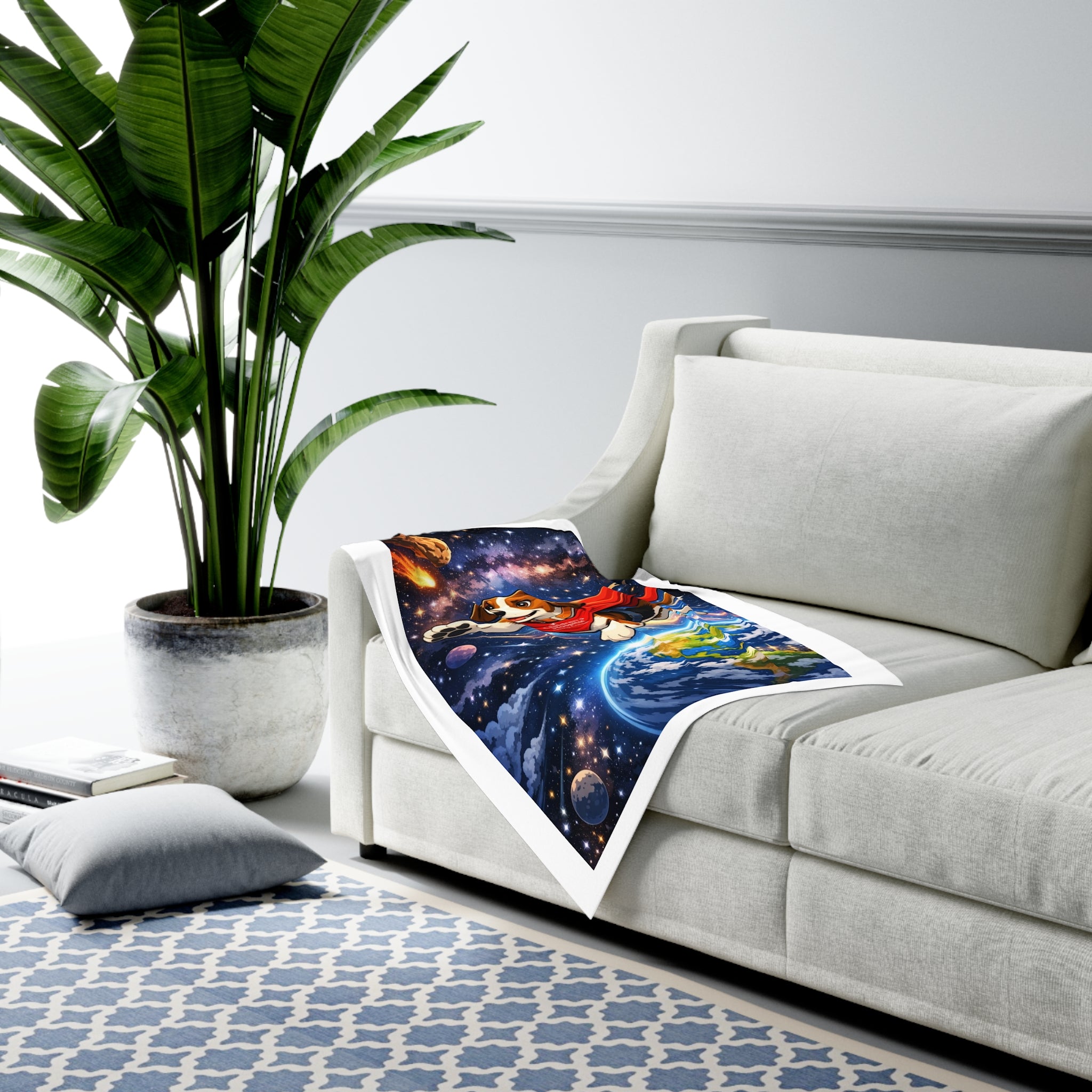 Baby Swaddle Blanket — Superhero Beagle in Space Nursery Swaddle