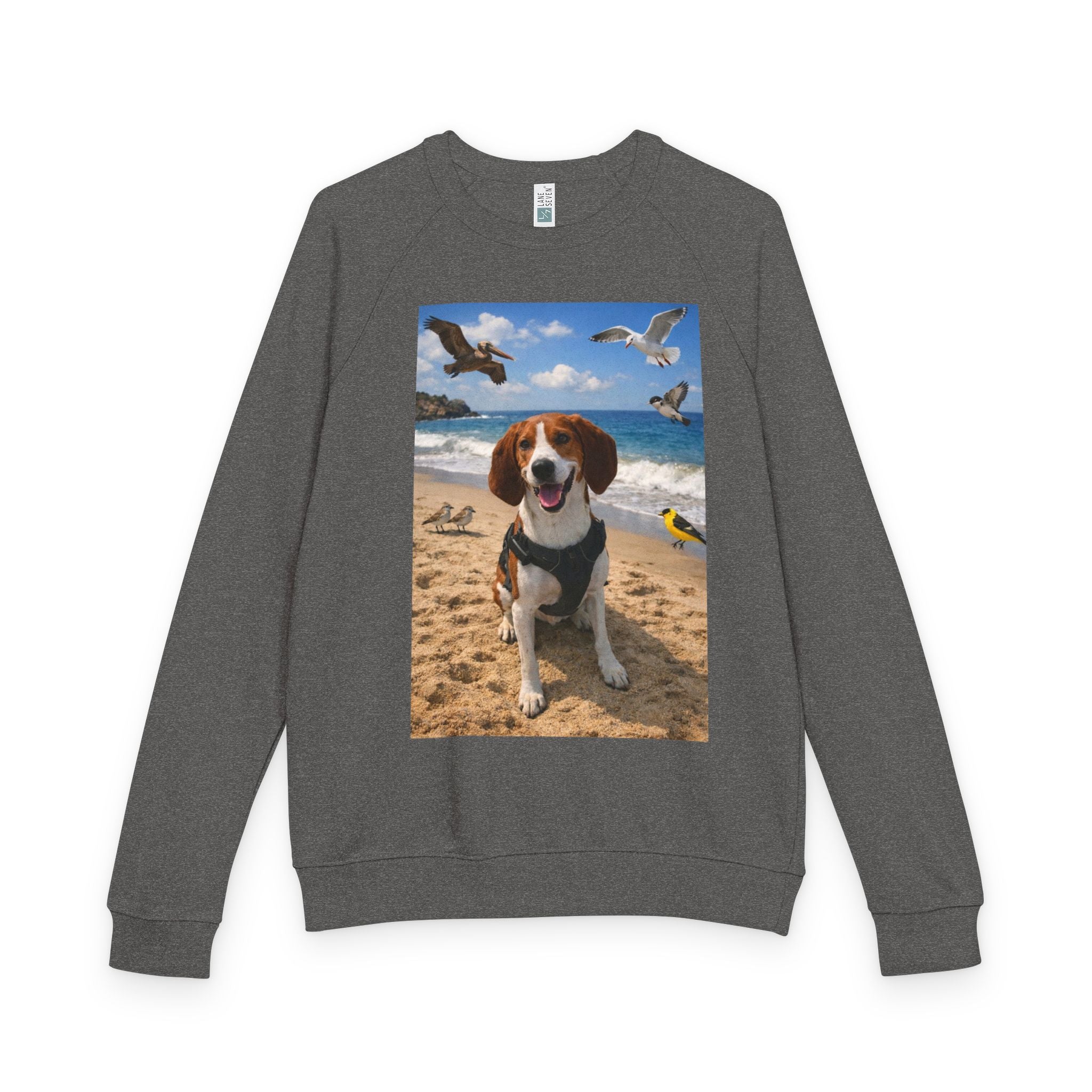 Beach Beagle Crewneck Sweatshirt — Cute Dog Photo Pullover