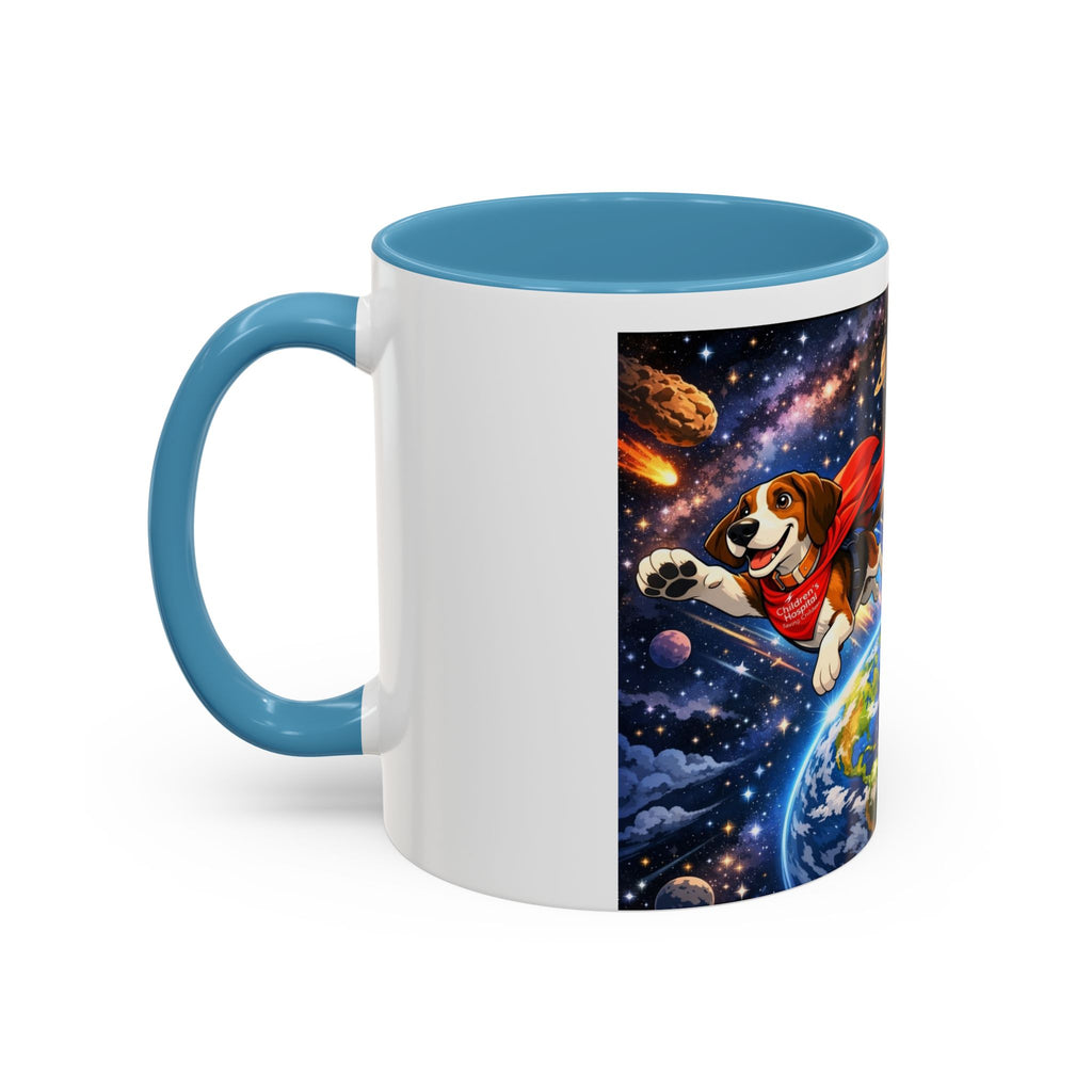 Superhero Beagle Coffee Mug — Cute Flying Dog Space Design (11/15oz)