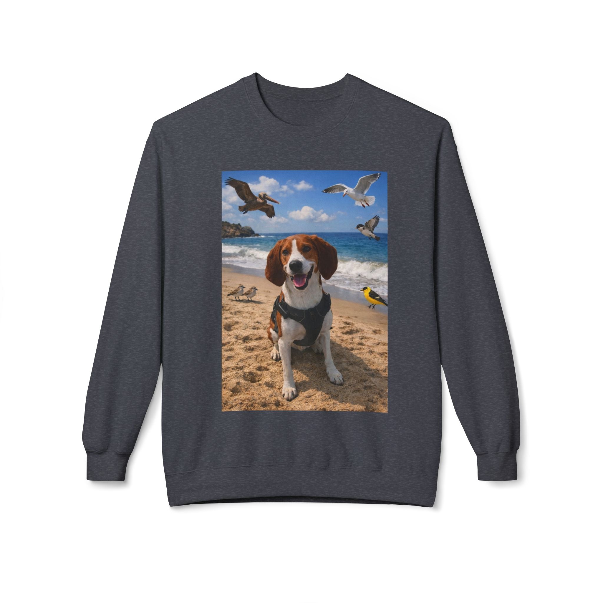 Beach Beagle Sweatshirt – Cute Dog Photo Crewneck