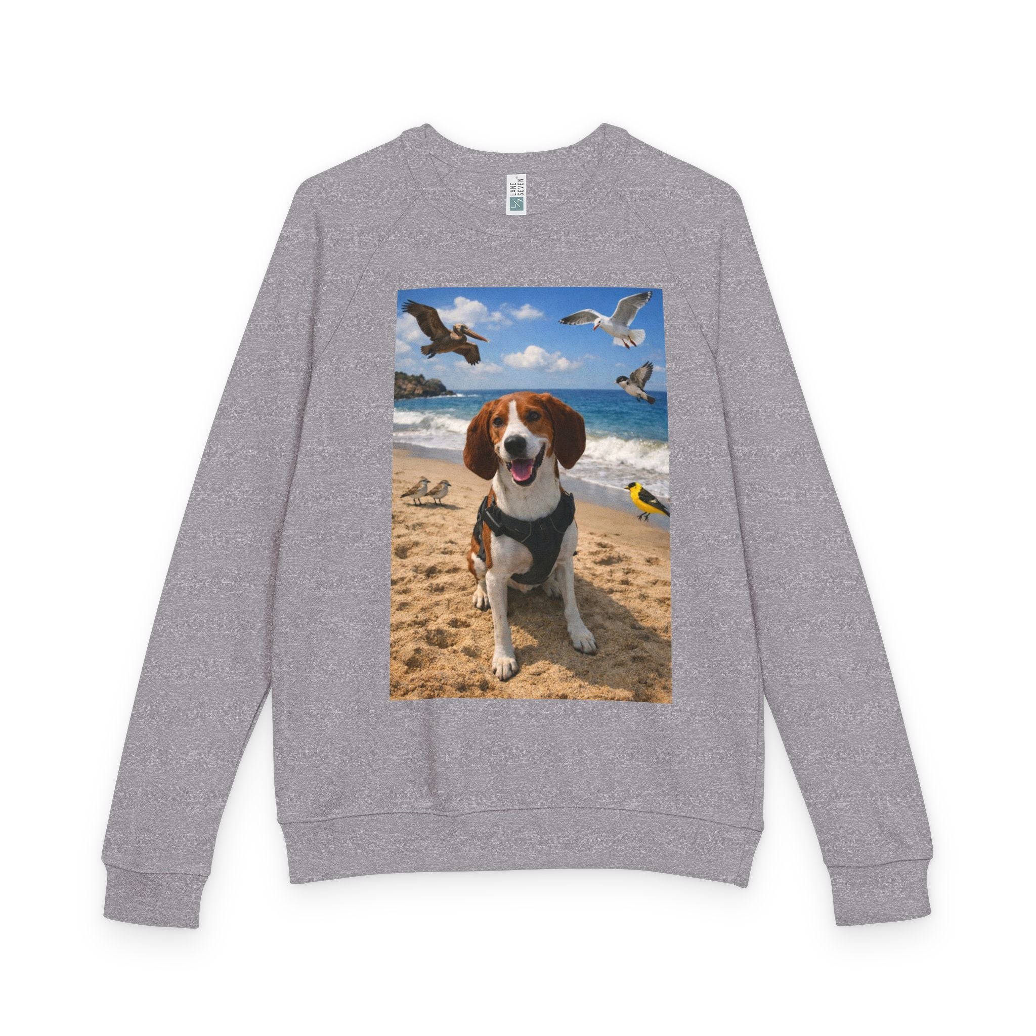 Beach Beagle Crewneck Sweatshirt — Cute Dog Photo Pullover