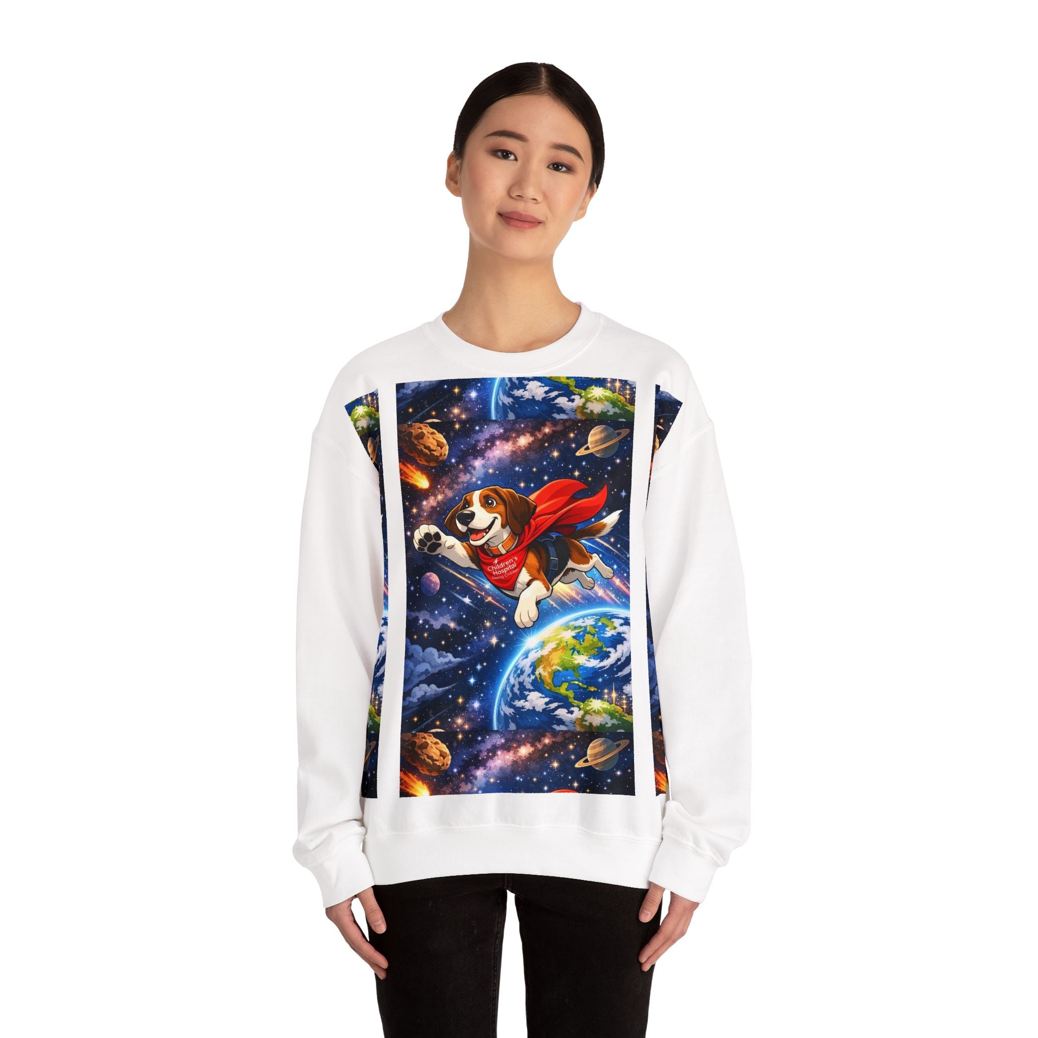 (Copy) Superhero Dog Crewneck Sweatshirt – Cute Flying Hound Space Design