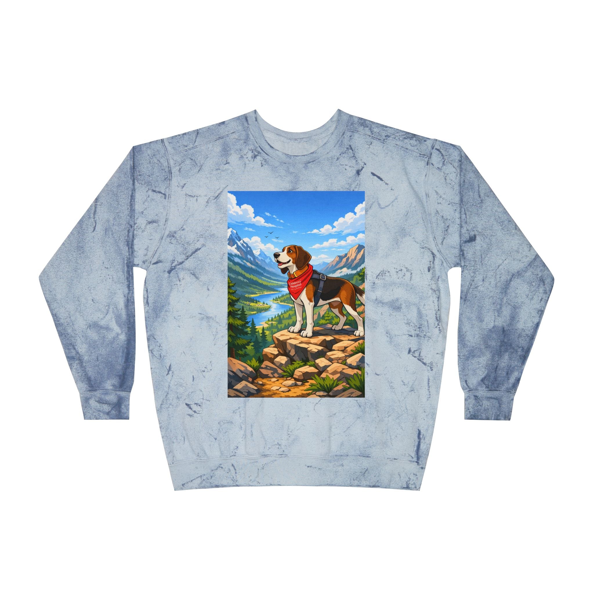 Adventure Beagle Crewneck Sweatshirt — Scenic Mountain Dog Graphic