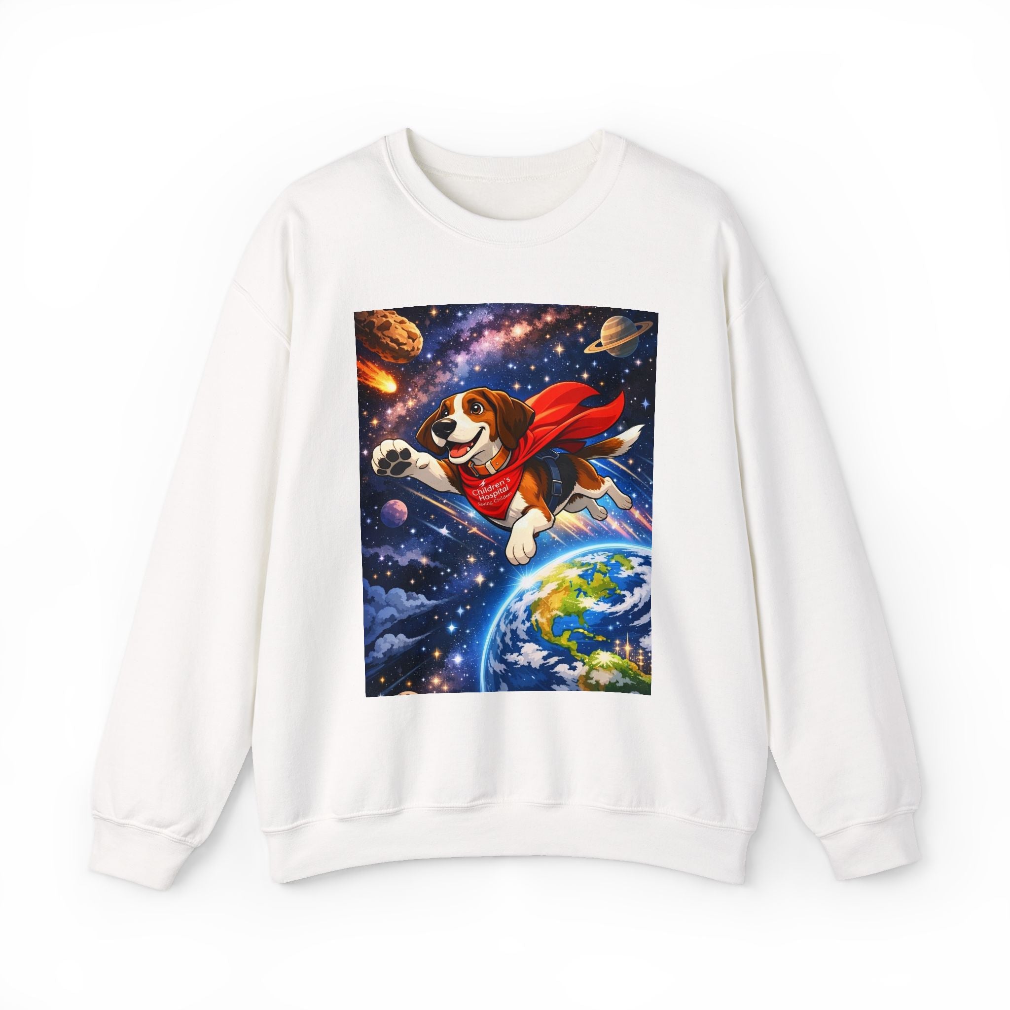 (Copy) Superhero Dog Crewneck Sweatshirt – Cute Flying Hound Space Design