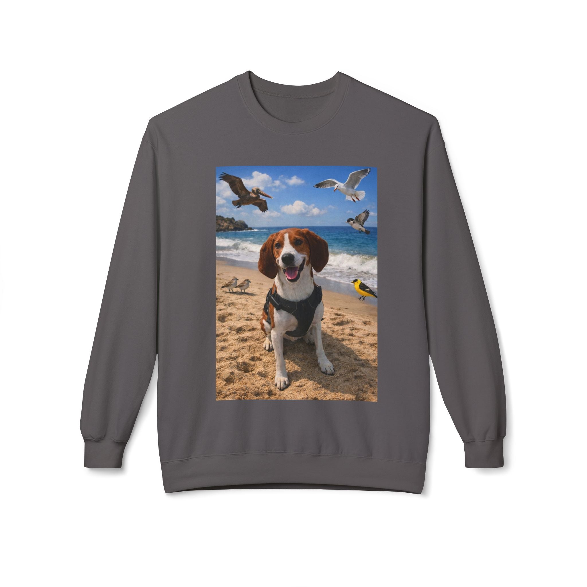 Beach Beagle Sweatshirt – Cute Dog Photo Crewneck