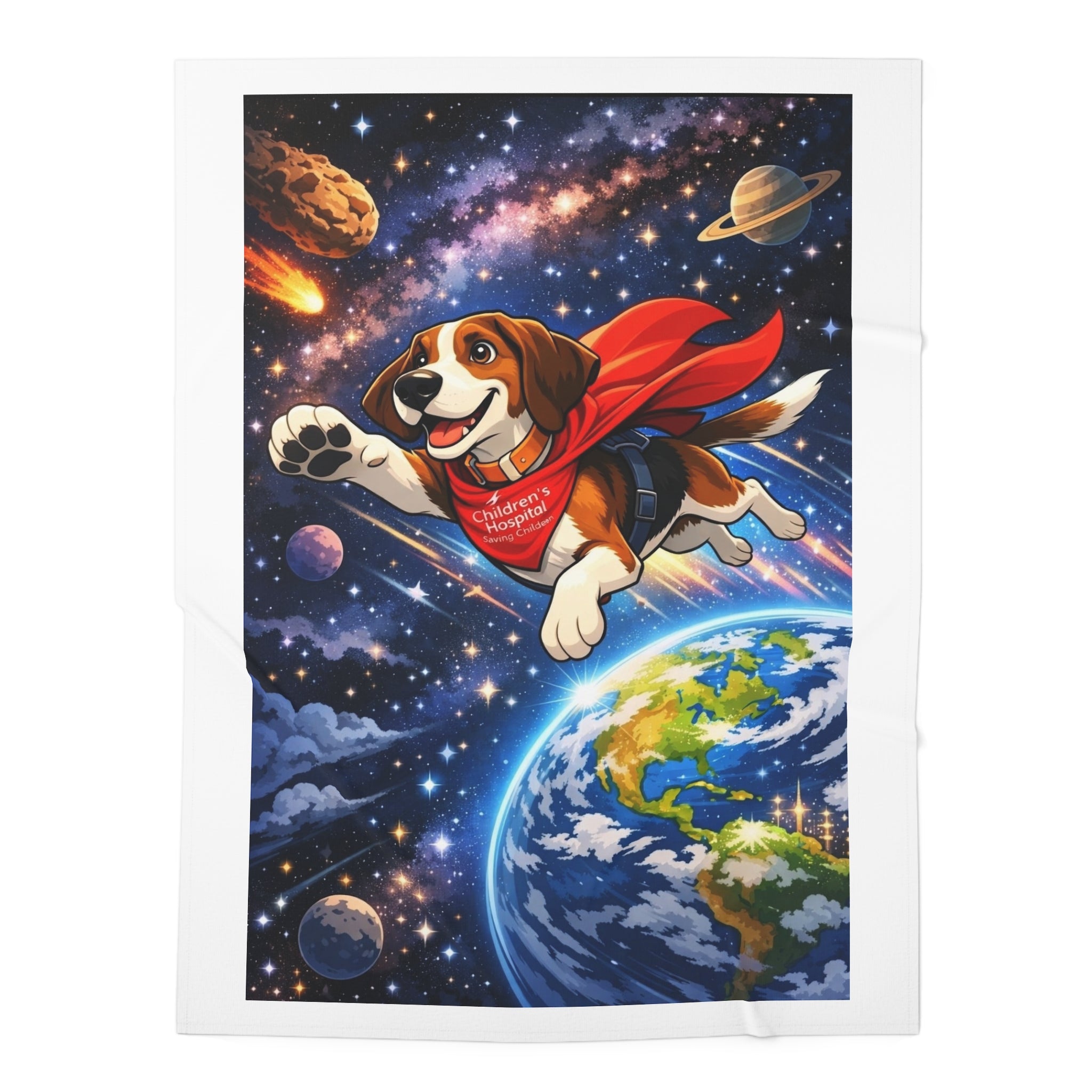 Baby Swaddle Blanket — Superhero Beagle in Space Nursery Swaddle
