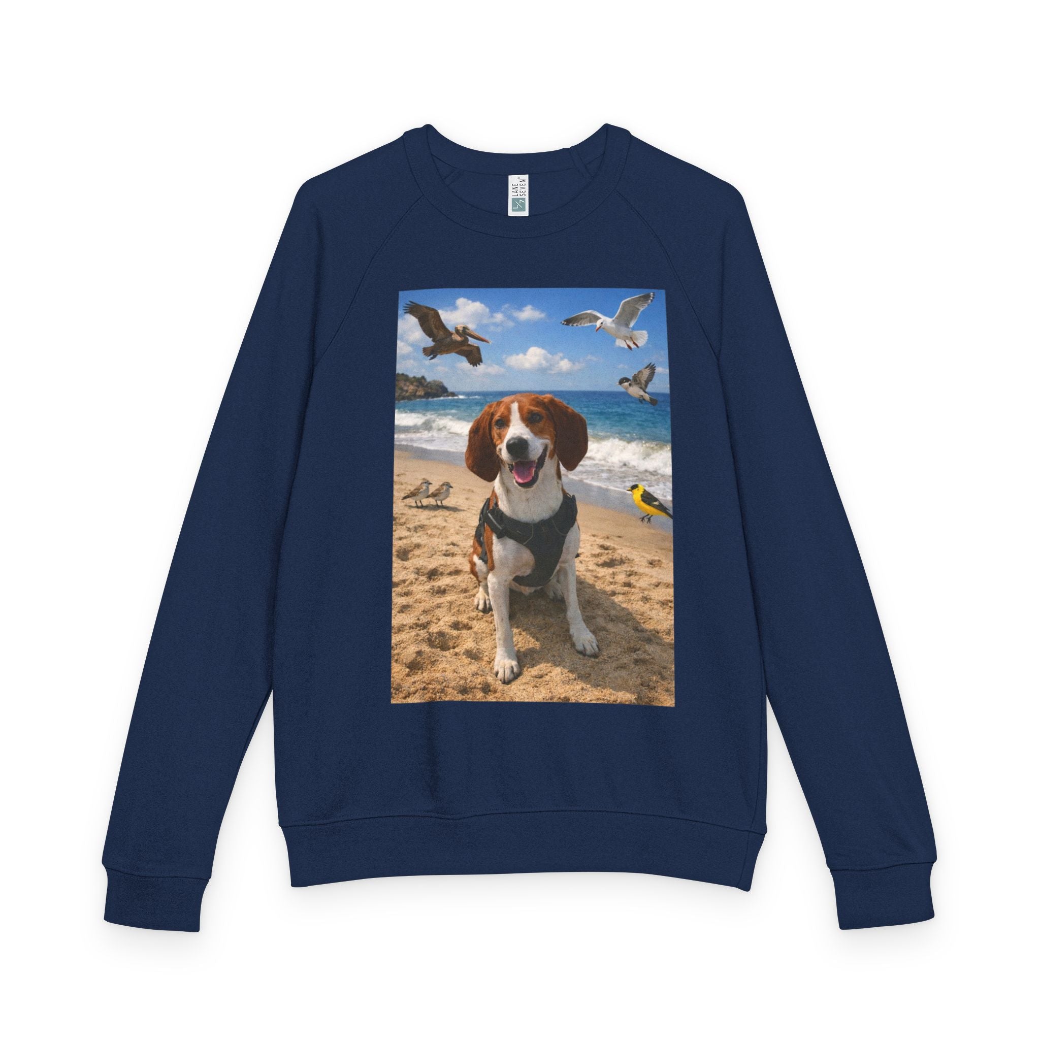 Beach Beagle Crewneck Sweatshirt — Cute Dog Photo Pullover