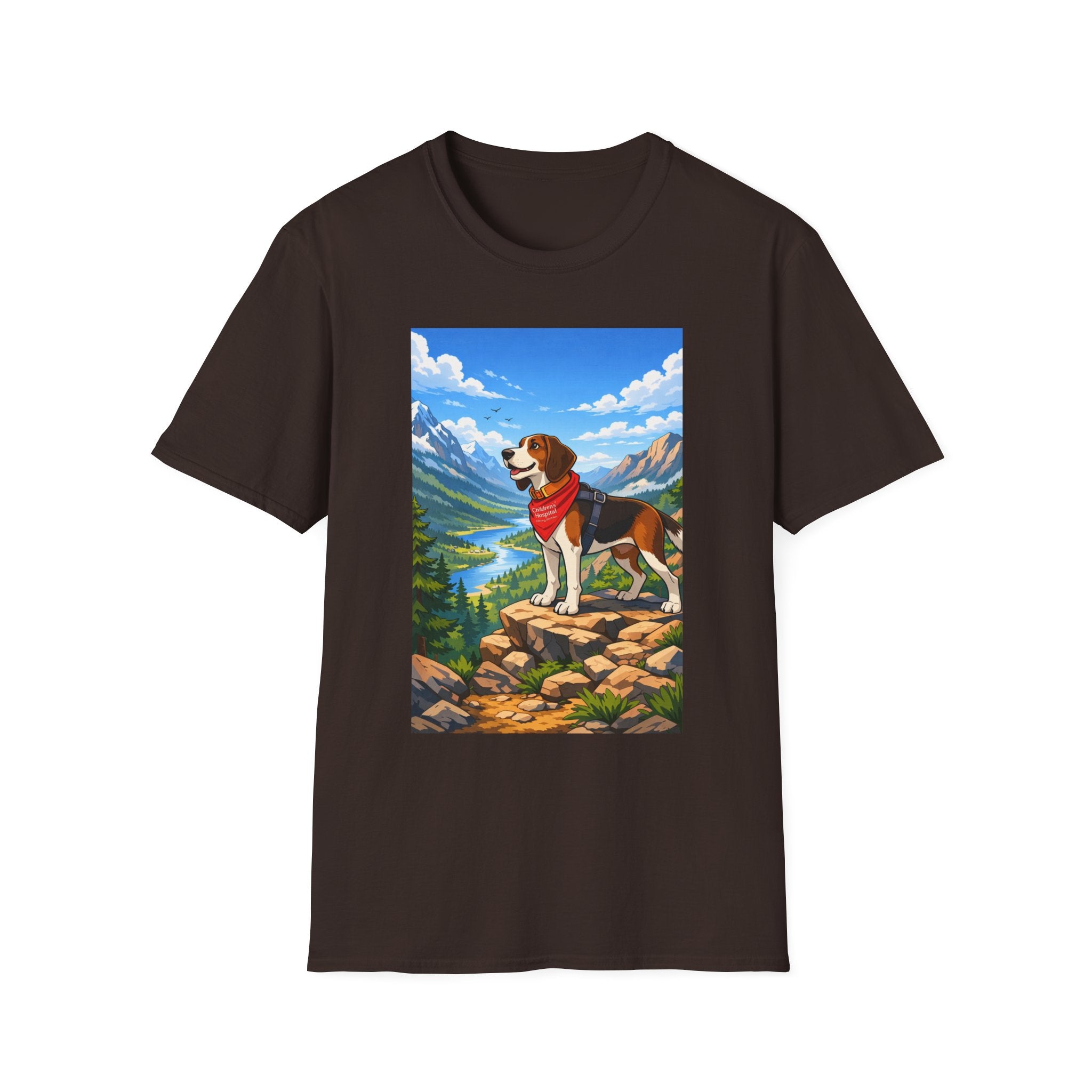 Beagle Mountain Adventure T-Shirt — Scenic Hiking Dog Graphic Tee