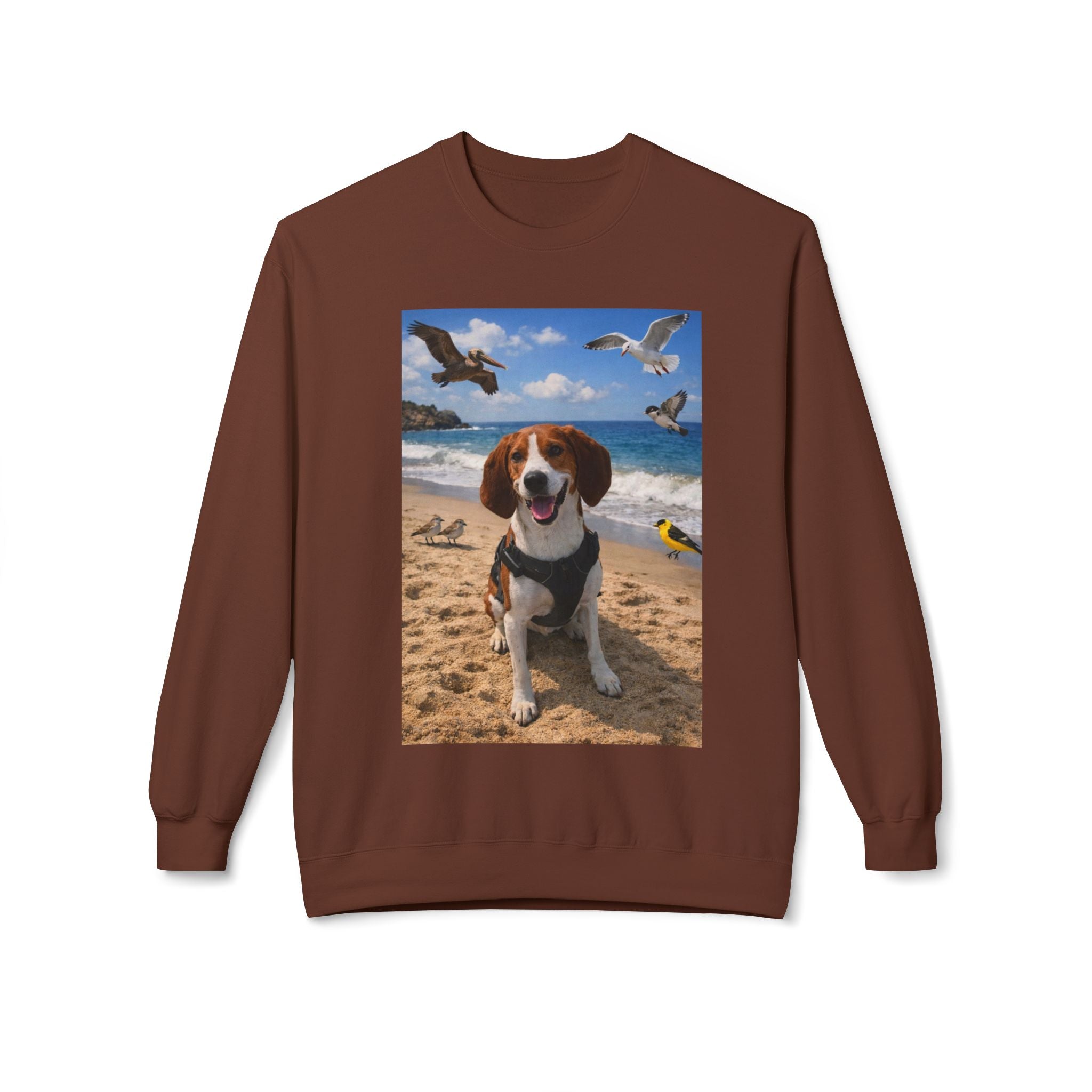 Beach Beagle Sweatshirt – Cute Dog Photo Crewneck