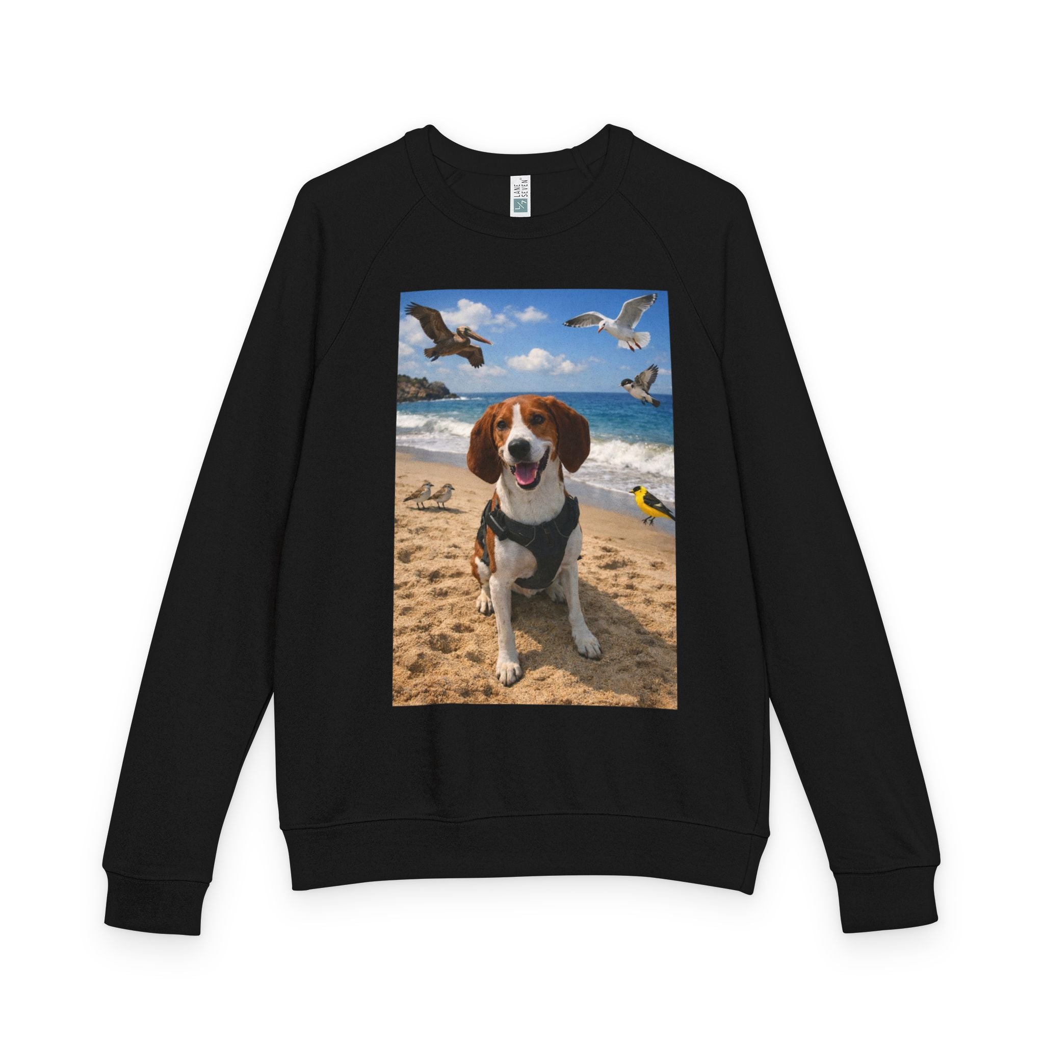 Beach Beagle Crewneck Sweatshirt — Cute Dog Photo Pullover