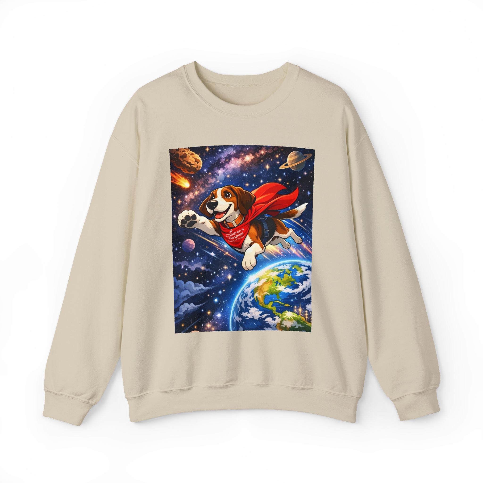 (Copy) Superhero Dog Crewneck Sweatshirt – Cute Flying Hound Space Design