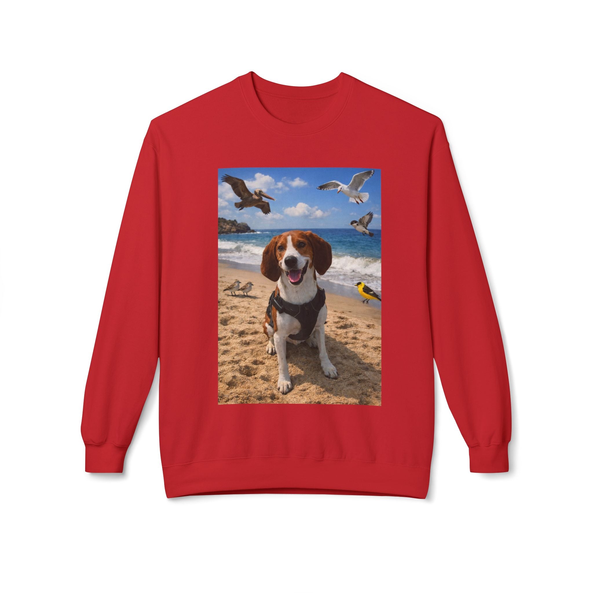 Beach Beagle Sweatshirt – Cute Dog Photo Crewneck