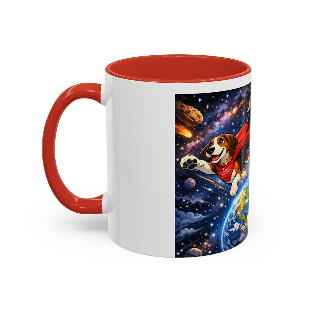 Superhero Beagle Coffee Mug — Cute Flying Dog Space Design (11/15oz)