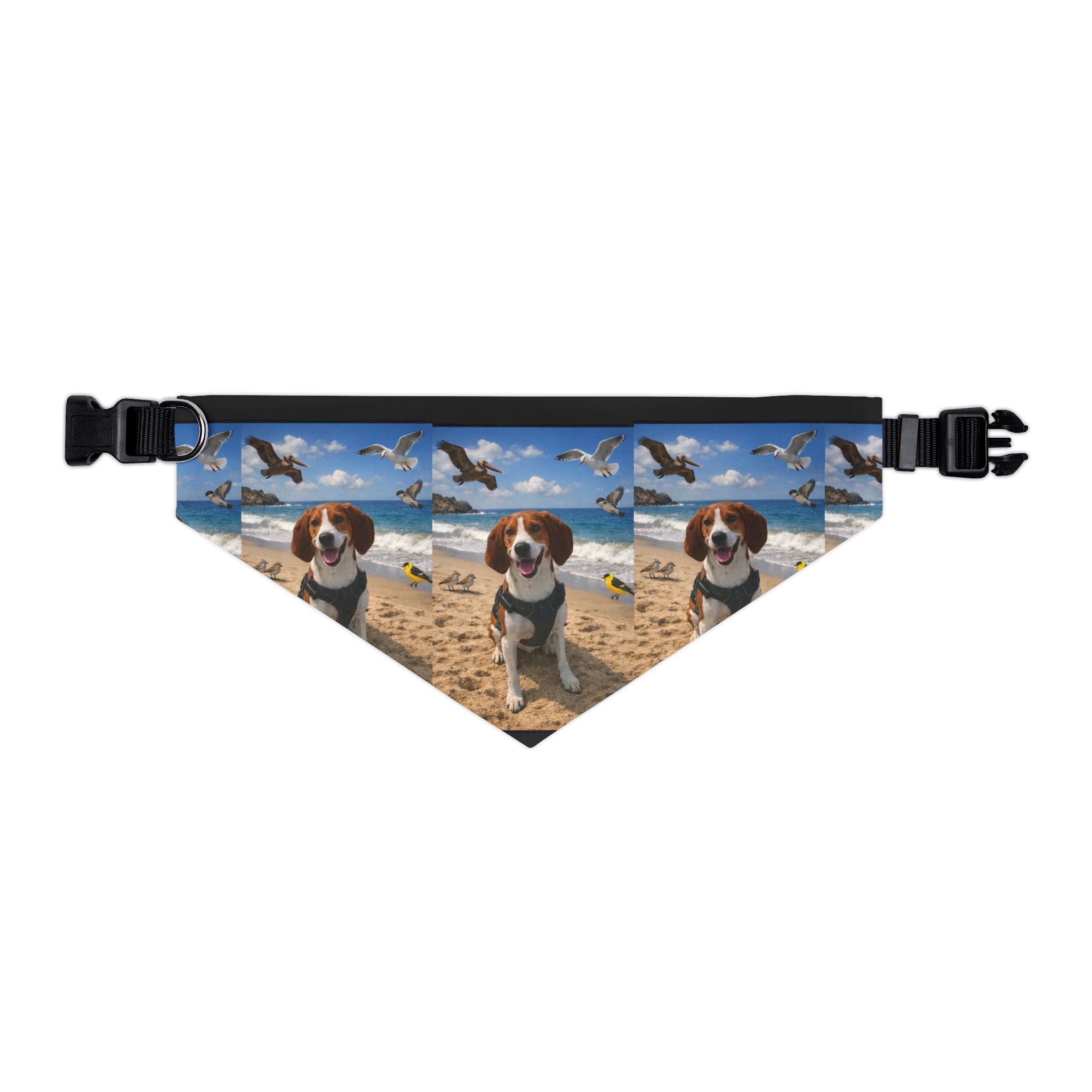 Beach Dog Bandana Collar — Personalized Pet Photo Pattern