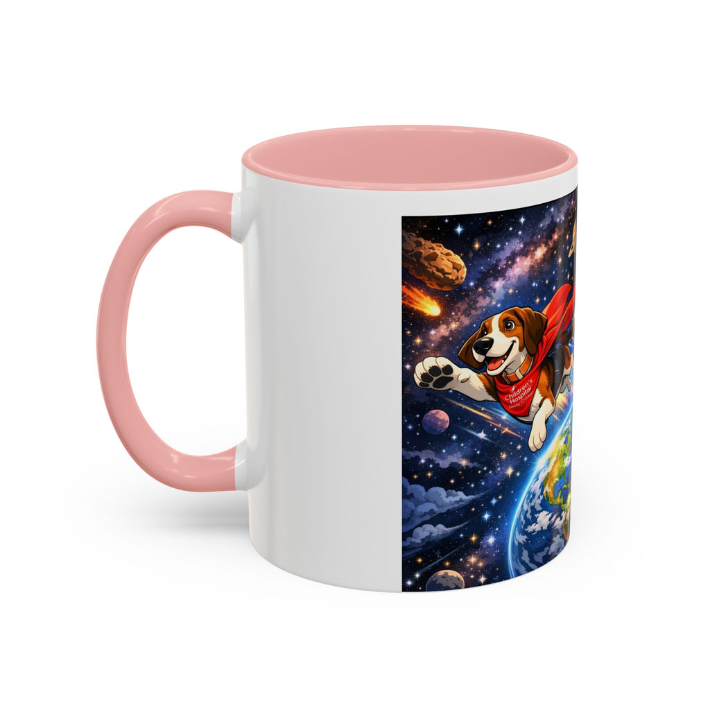 Superhero Beagle Coffee Mug — Cute Flying Dog Space Design (11/15oz)