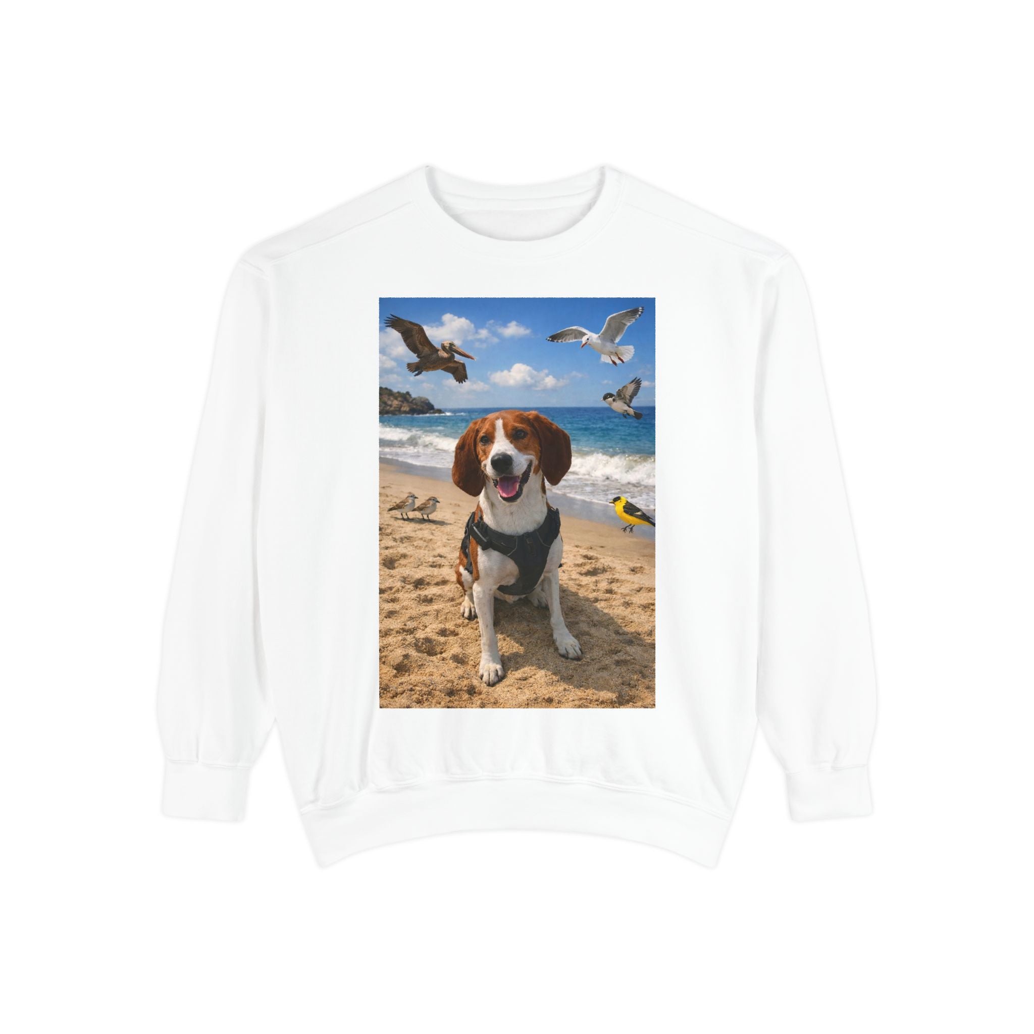 Beach Beagle Sweatshirt — Cute Dog Photo Pullover for Dog Lovers