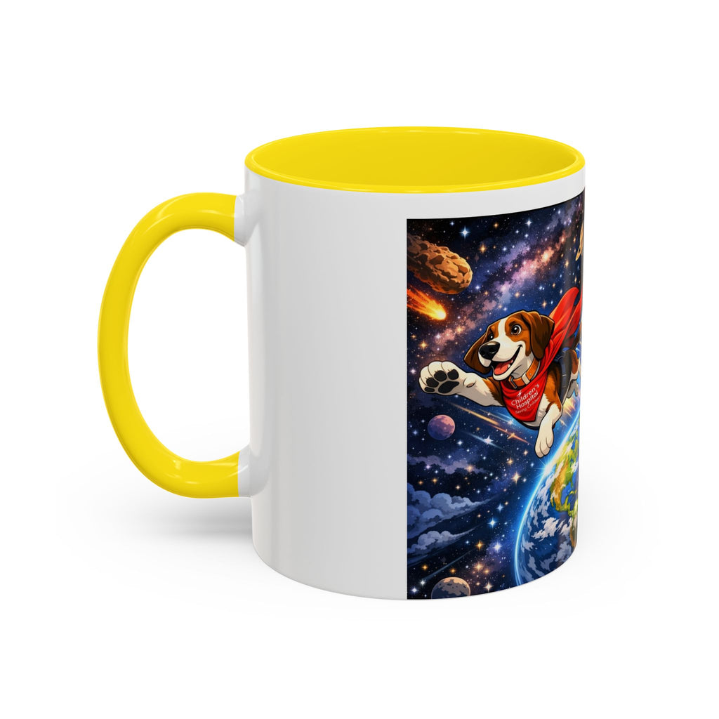 Superhero Beagle Coffee Mug — Cute Flying Dog Space Design (11/15oz)