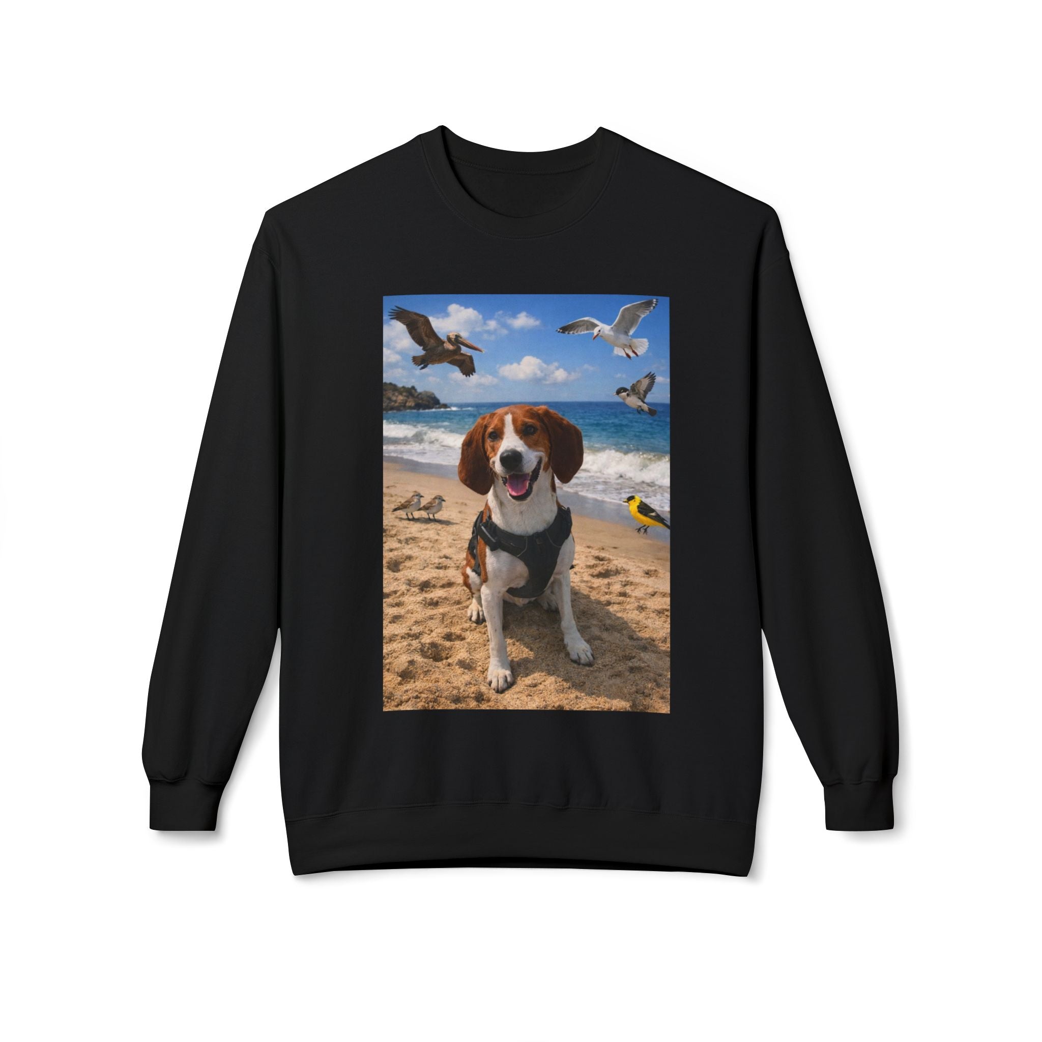 Beach Beagle Sweatshirt – Cute Dog Photo Crewneck