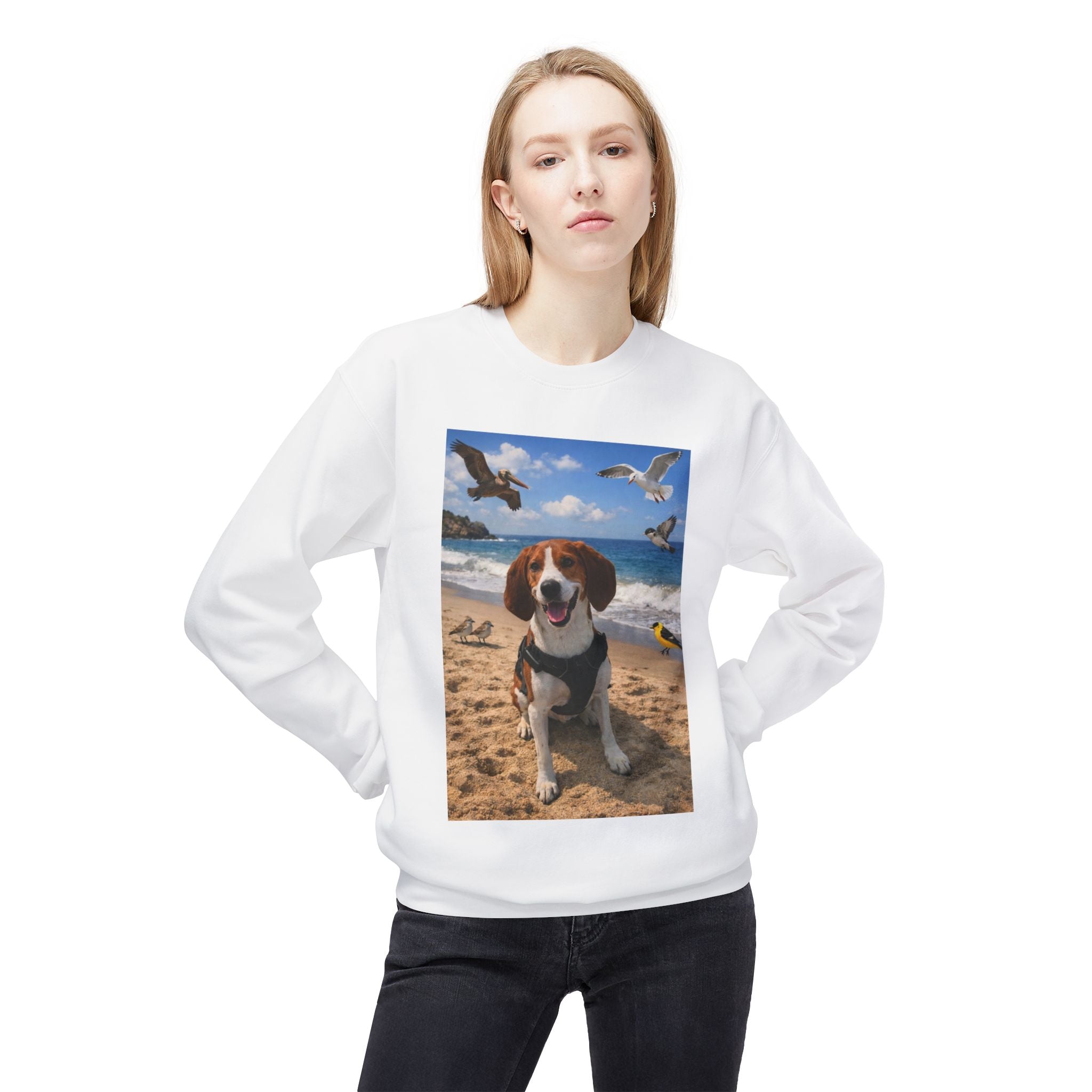 Beach Beagle Sweatshirt – Cute Dog Photo Crewneck