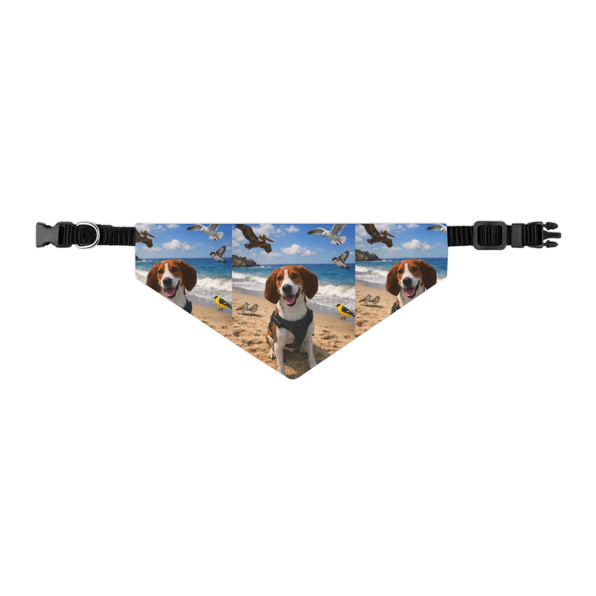 Beach Dog Bandana Collar — Personalized Pet Photo Pattern