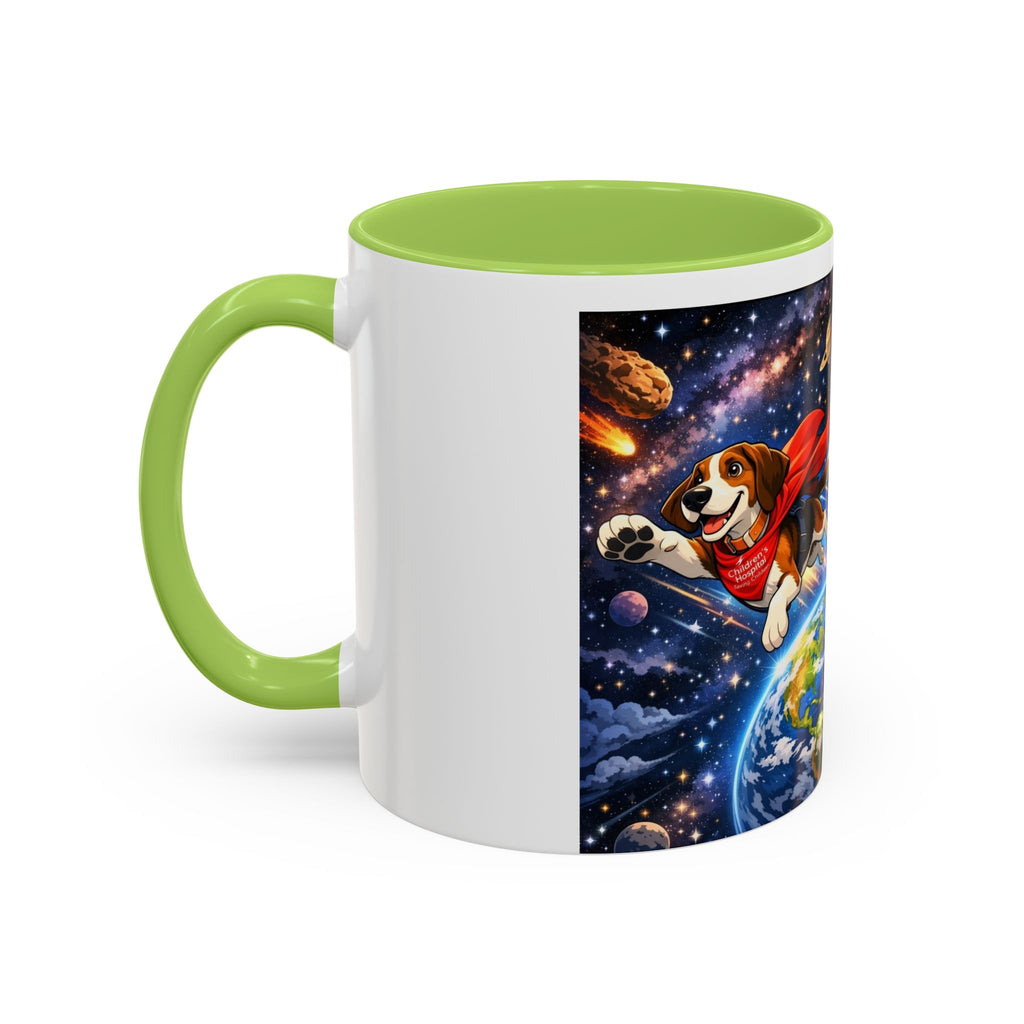 Superhero Beagle Coffee Mug — Cute Flying Dog Space Design (11/15oz)