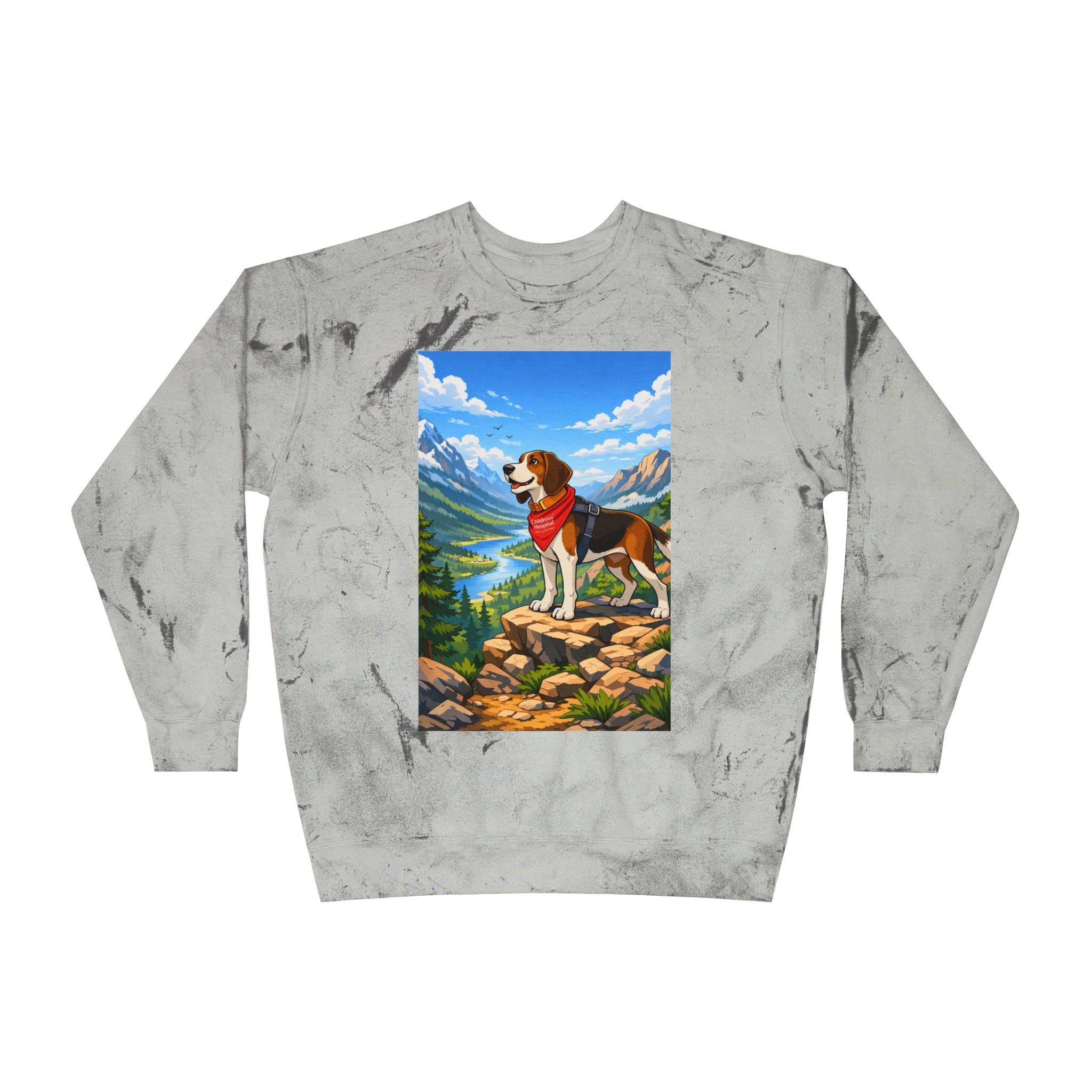 Adventure Beagle Crewneck Sweatshirt — Scenic Mountain Dog Graphic