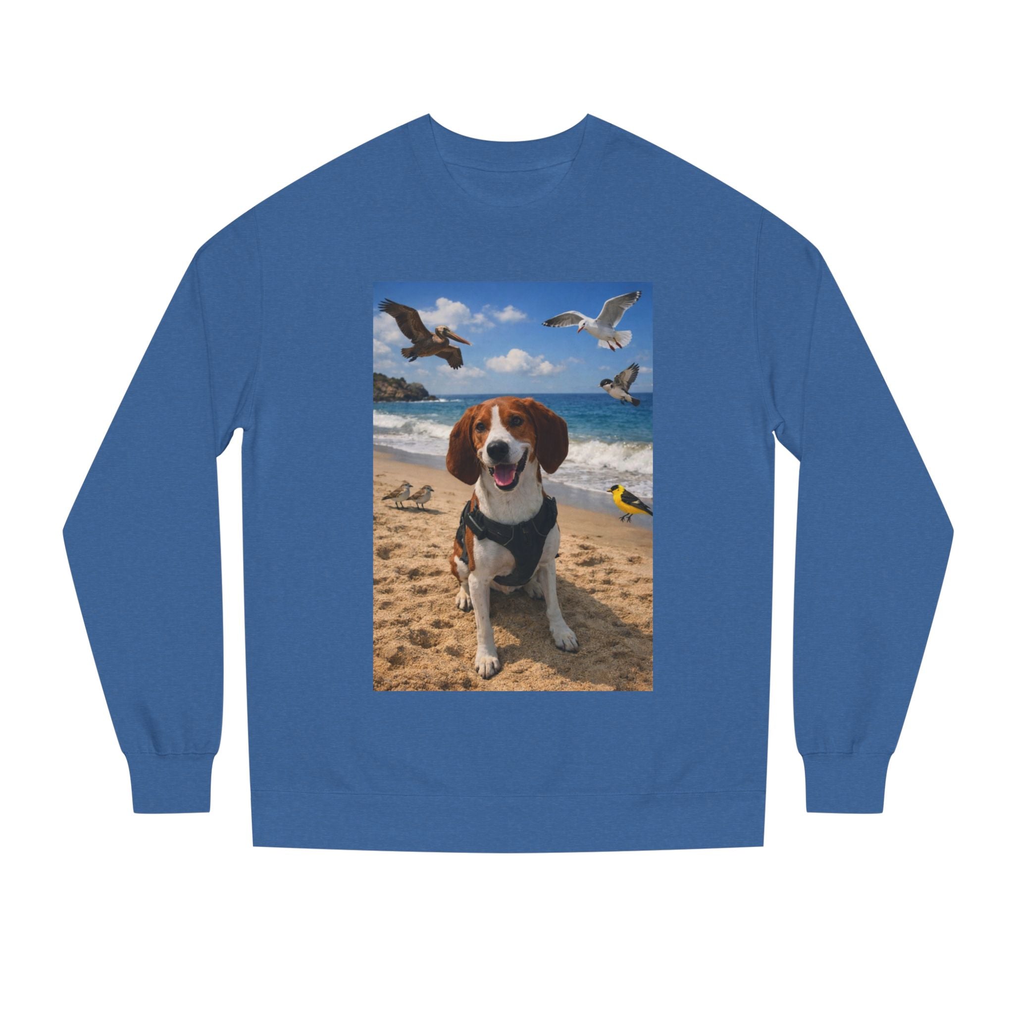 Beach Beagle Sweatshirt — Cute Dog on the Sand Graphic Crewneck